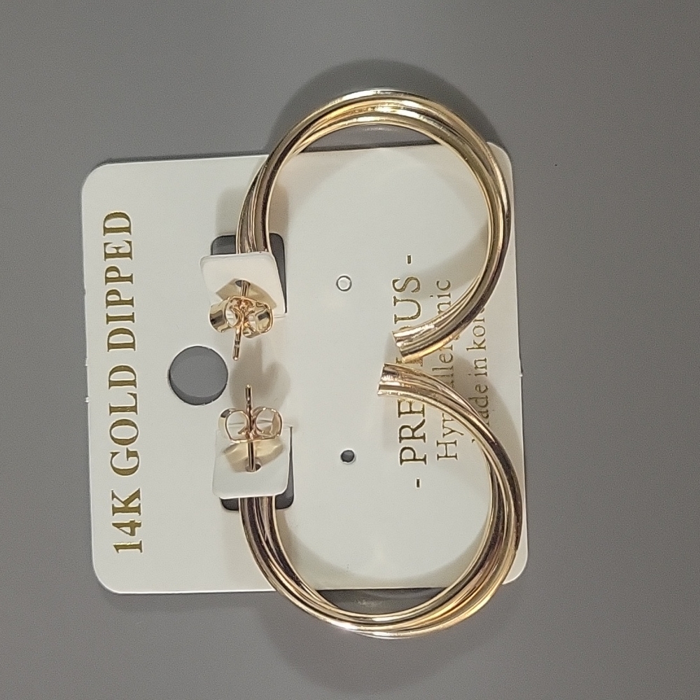 Precious double hoop earrings, new without tags